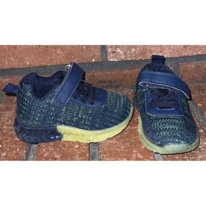 Lullaby Lane Boys Navy Blue Knit‎ Hook and Loop Athletic Sneakers Baby Size 3